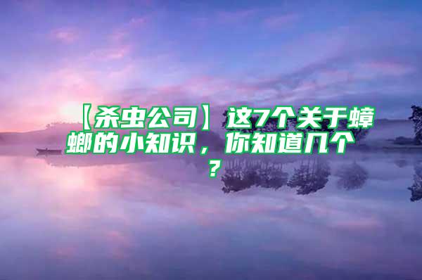 【殺蟲公司】這7個關于蟑螂的小知識，你知道幾個？