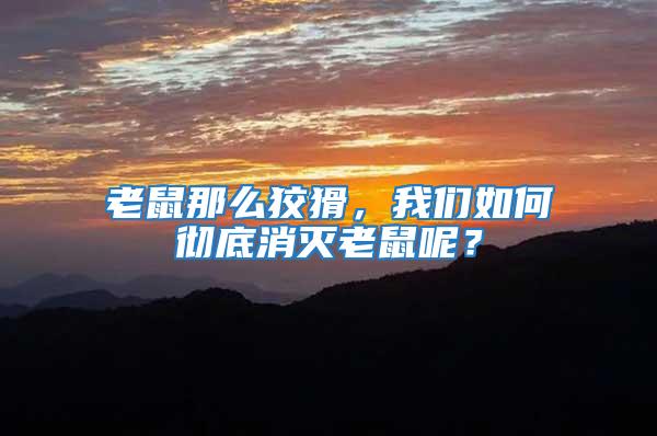 老鼠那么狡猾，我們如何徹底消滅老鼠呢？